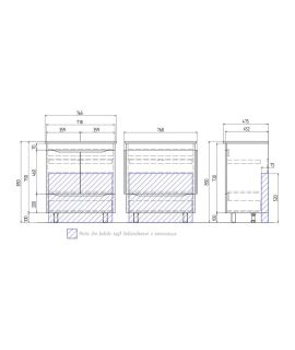 Тумба под раковину напольная Vigo Grani tn.GRI.OSK.75.2D.1Y 75 см белый